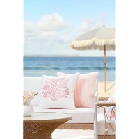 Hofdeco Premium Coastal Patio Indoor Outdoor Throw Pillow Cover Only 20X20 Water Repellent For Backyard Couch Blush Pink