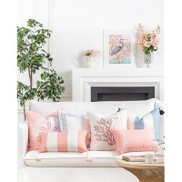 Hofdeco Premium Coastal Patio Indoor Outdoor Throw Pillow Cover Only 20X20 Water Repellent For Backyard Couch Blush Pink