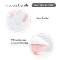 Hofdeco Premium Coastal Patio Indoor Outdoor Throw Pillow Cover Only 20X20 Water Repellent For Backyard Couch Blush Pink