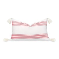 Hofdeco Premium Coastal Patio Indoor Outdoor Lumbar Pillow Cover Only 12X20 Water Repellent For Backyard Couch Blush Pink