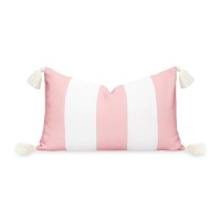 Hofdeco Premium Coastal Patio Indoor Outdoor Lumbar Pillow Cover Only 12X20 Water Repellent For Backyard Couch Blush Pink