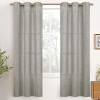 Youngstex Linen Curtains With Bronze Grommet 72 Inch Length Dark Grey Linen Textured Curtains Light Filtering Drapes For Living