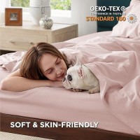 Bedsure 100 Cotton Sheets Queen Size Soft Percale Sheets 4 Pieces Peach Pink Sheet Set Breathable Cooling Queen Sheets Cot