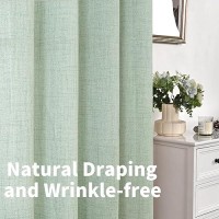 Youngstex Linen Curtains 84 Inch Length 2 Panels For Living Room Bronze Grommet Sage Linen Textured Drapes Light Filtering Windo