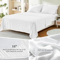 Jollyvogue White Seersucker California King Comforter Set  7-Pieces Bed In A Bag  Bedding Comforter For All Season  Breathable Fluffy Bed Set