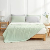 Cozy Bliss Cooling Comforter King Size  Cooling Blankets For Hot Sleepers And Night Sweats  Light Mint Green White Summer Comforter For King Size Bed  Breathable Soft Lightweight Silk Smooth