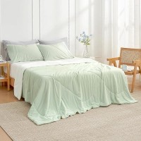 Cozy Bliss Cooling Comforter Twin Size  Cooling Blankets For Hot Sleepers And Night Sweats  Light Mint Green White Summer Comforter For Twin Size Bed  Breathable Soft Lightweight Silk Smooth