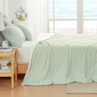 Cozy Bliss Cooling Comforter Twin Size  Cooling Blankets For Hot Sleepers And Night Sweats  Light Mint Green White Summer Comforter For Twin Size Bed  Breathable Soft Lightweight Silk Smooth