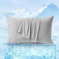 Cozy Bliss Cooling Pillowcases For Hot Sleepers  Q-Max>0.4 King Pillow Cases Envelope Closure For Night Sweats  Double Sided Cooling  Summer Breathable Soft For Hair Skin  Light Grey Pillow Covers