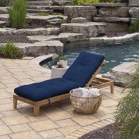 Arden Selections Outdoor Plush Modern Tufted Chaise Cushion  76 X 22  Water Repellent  Fade Resistant  Tufted Cushion For Chaise Lounger 76 X 22  Sapphire Blue Leala