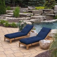 Arden Selections Outdoor Plush Modern Tufted Chaise Cushion  76 X 22  Water Repellent  Fade Resistant  Tufted Cushion For Chaise Lounger 76 X 22  Sapphire Blue Leala