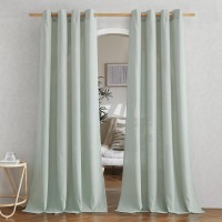 Nicetown Thick Linen Sage Green Curtains 90 Inches Long Grommet Flax Linen Blend Window Treatments Privacy With Light Filtering