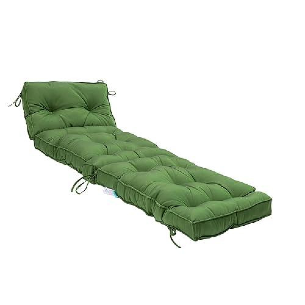 Qilloway Indoor/Outdoor Chaise Lounge Cushion With Ties Replacement Patio Cushions For Lawn Pool. (Dark Green)