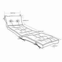 Qilloway Indoor/Outdoor Chaise Lounge Cushion With Ties Replacement Patio Cushions For Lawn Pool. (Dark Grey)