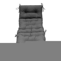 Qilloway Indoor/Outdoor Chaise Lounge Cushion With Ties Replacement Patio Cushions For Lawn Pool. (Dark Grey)