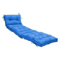 Qilloway Indoor/Outdoor Chaise Lounge Cushion With Ties Replacement Patio Cushions For Lawn Pool. (Marine Blue)