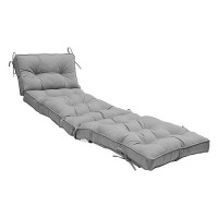 Qilloway Indoor/Outdoor Chaise Lounge Cushion With Ties Replacement Patio Cushions For Lawn Pool. (Light Grey)