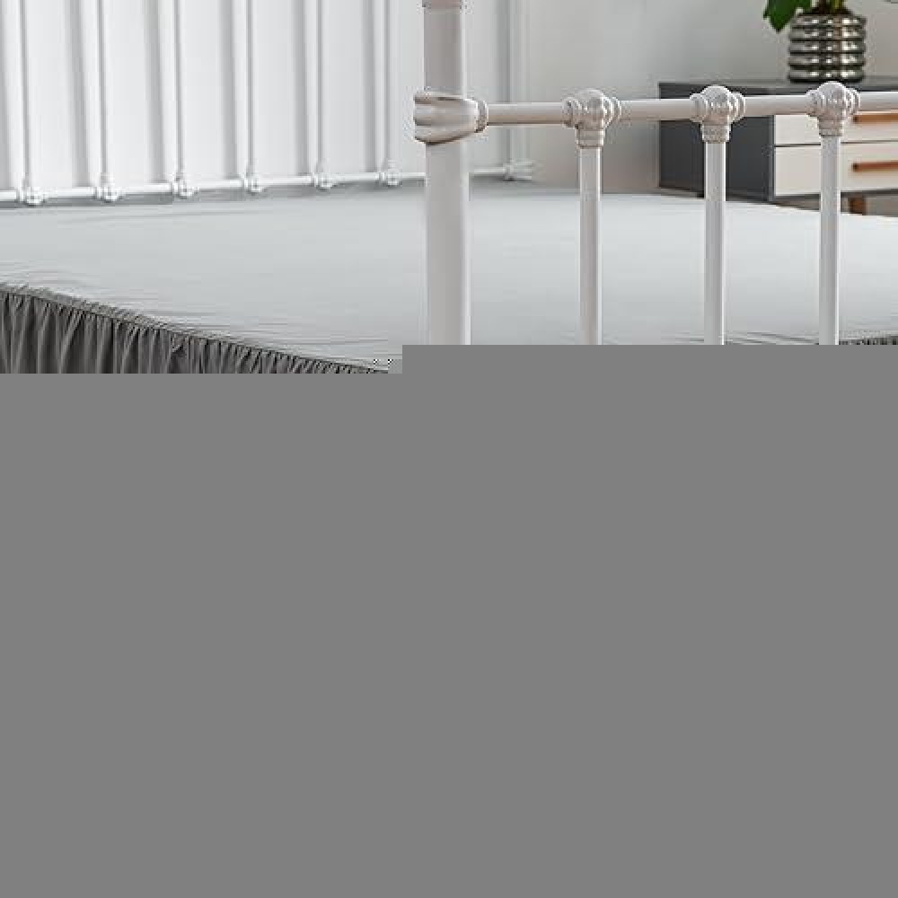 Xuan Dian Bed Skirt King Size Ruffled Bed Skirts With Split Corners 12 Inch Drop Dust Ruffle Bed Skirt With Platform Gray