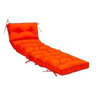 Qilloway Indoor/Outdoor Chaise Lounge Cushion With Ties Replacement Patio Cushions For Lawn Pool. (Orange)