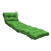 Qilloway Indoor/Outdoor Chaise Lounge Cushion With Ties Replacement Patio Cushions For Lawn Pool. (Green)