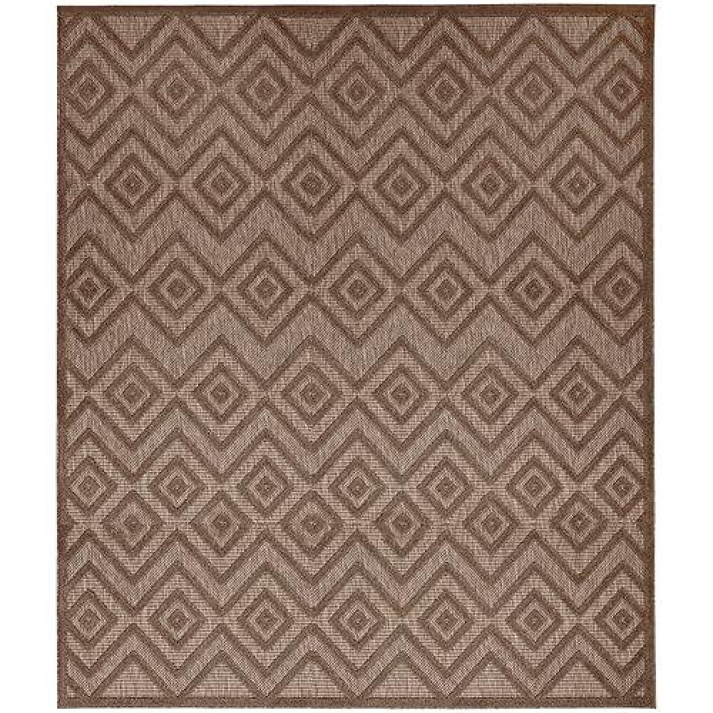 Nourison Versatile Modern Indoor/Outdoor Brown 8' X 10' Area Rug  Easy Cleaning  Non Shedding  Bed Room  Living Room  Dining Room  Backyard  Deck  Patio (8X10)