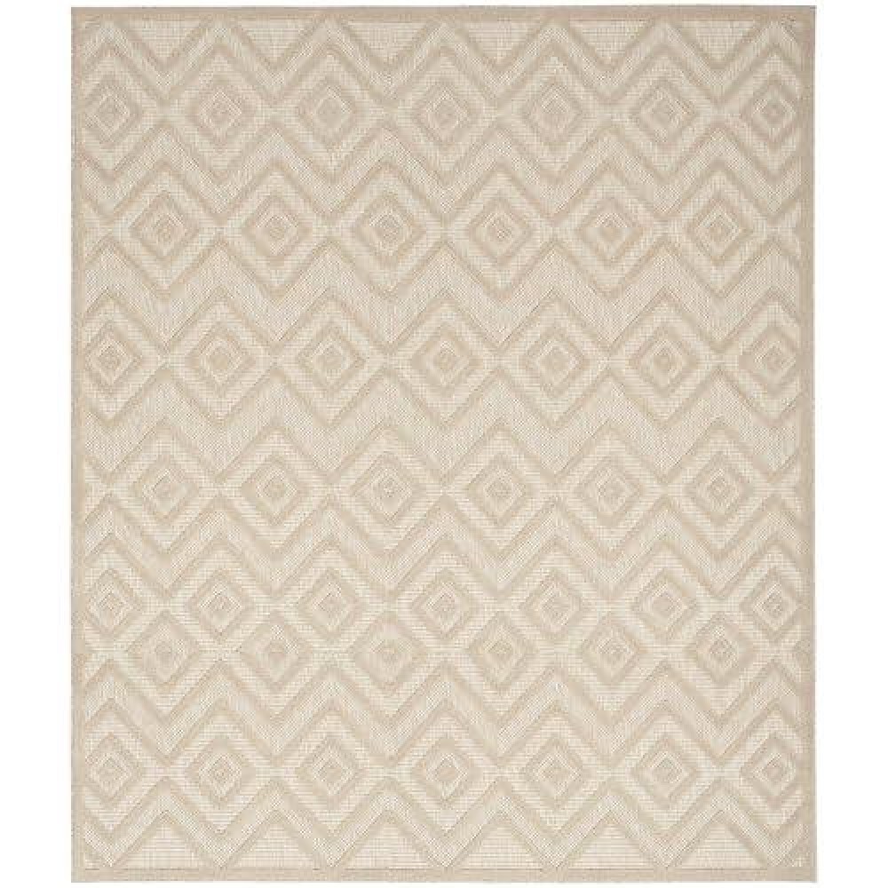 Nourison Versatile Modern Indoor/Outdoor Cream 8' X 10' Area -Rug  Easy -Cleaning  Non Shedding  Bed Room  Living Room  Dining Room  Backyard  Deck  Patio (8X10)