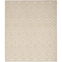 Nourison Versatile Modern Indoor/Outdoor Cream 8' X 10' Area -Rug  Easy -Cleaning  Non Shedding  Bed Room  Living Room  Dining Room  Backyard  Deck  Patio (8X10)