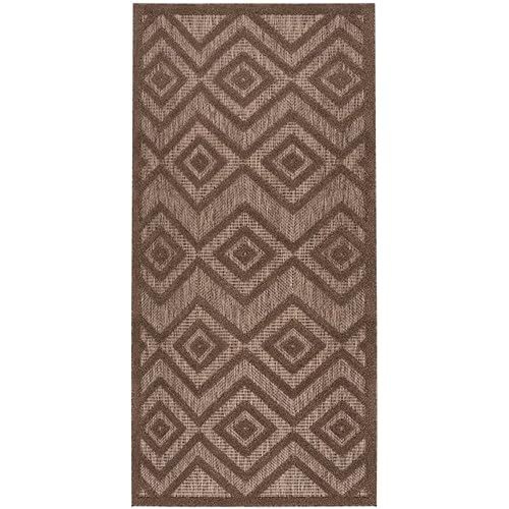 Nourison Versatile Modern Indoor/Outdoor Brown 2' X 4' Area Rug  Easy Cleaning  Non Shedding  Bed Room  Living Room  Dining Room  Backyard  Deck  Patio (2X4)