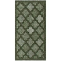 Nourison Easy Care Modern Indoor/Outdoor Green 2' X 4' Area Rug  Easy Cleaning  Non Shedding  Bed Room  Living Room  Dining Room  Backyard  Deck  Patio (2X4)