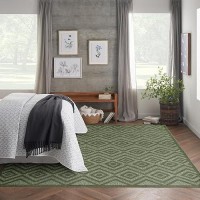 Nourison Versatile Modern Indoor/Outdoor Green 9' X 12' Area Rug  Easy Cleaning  Non Shedding  Bed Room  Living Room  Dining Room  Backyard  Deck  Patio (9X12)