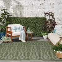 Nourison Versatile Modern Indoor/Outdoor Green 9' X 12' Area Rug  Easy Cleaning  Non Shedding  Bed Room  Living Room  Dining Room  Backyard  Deck  Patio (9X12)