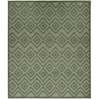 Nourison Versatile Modern Indoor/Outdoor Green 9' X 12' Area Rug  Easy Cleaning  Non Shedding  Bed Room  Living Room  Dining Room  Backyard  Deck  Patio (9X12)