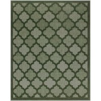 Nourison Easy Care Modern Indoor/Outdoor Green 8' X 10' Area Rug  Easy Cleaning  Non Shedding  Bed Room  Living Room  Dining Room  Backyard  Deck  Patio (8X10)