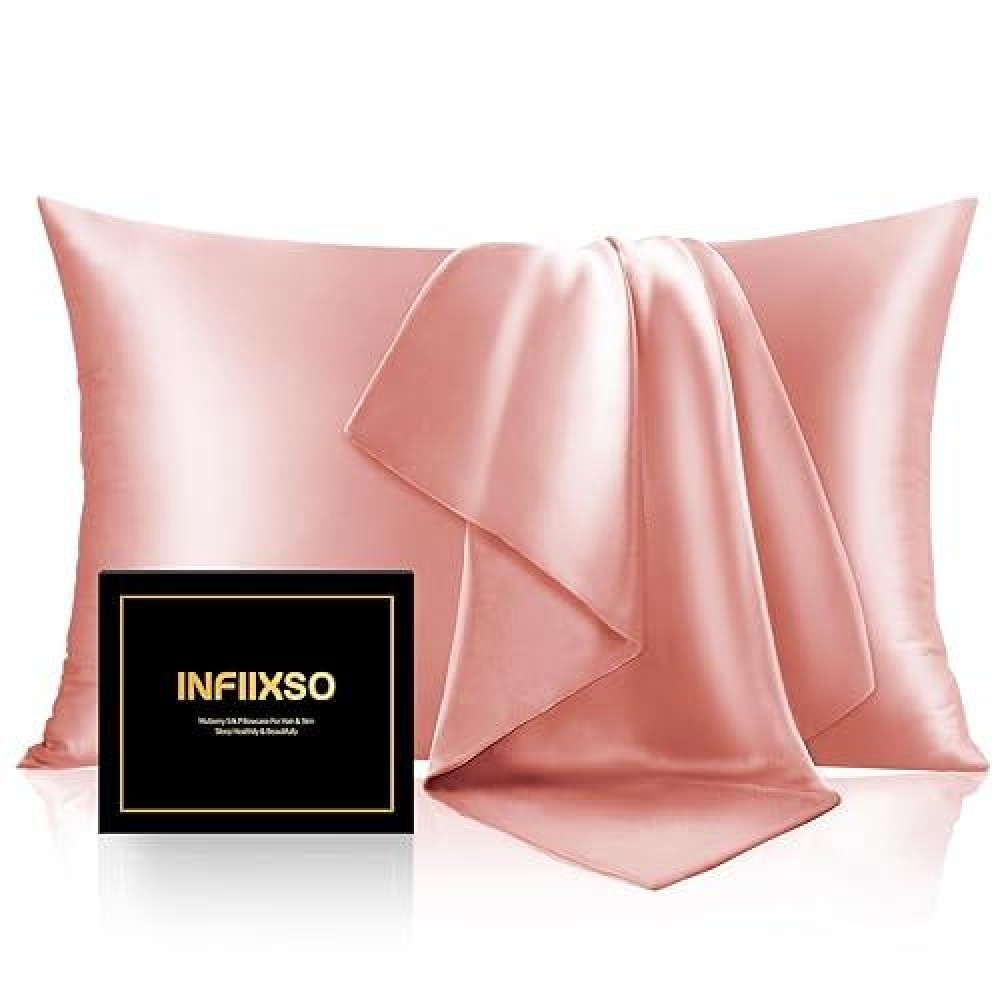 Infiixso Mulberry Silk Pillowcase For Hair And Skin  Silk Pillow Cases Queen Size Set Of 2 With Hidden Zipper 20