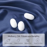 Infiixso Mulberry Silk Pillowcase For Hair And Skin  Silk Pillow Cases Standard Size With Hidden Zipper 20X26 Inches  Extraordinary Smooth And Soft Cooling Pillow Cases For Hot Sleepers(Navy  1 Pack)