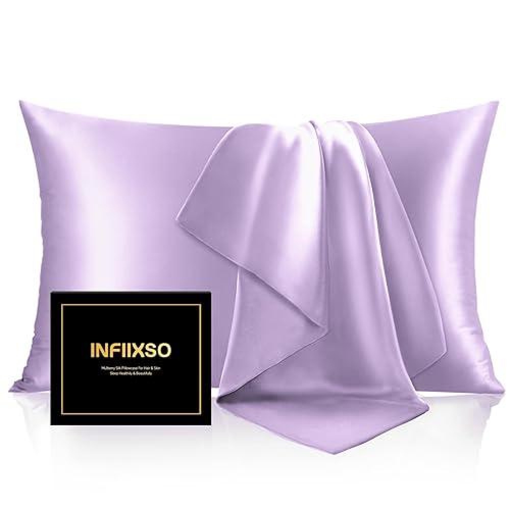 Infiixso Mulberry Silk Pillowcase For Hair And Skin  Silk Pillow Cases Standard Size With Hidden Zipper 20