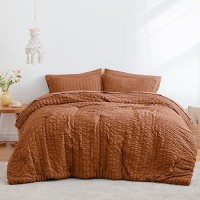 Loves Cabin Seersucker Terracotta Twin Xl Comforter Set 5 Pieces Twin Xl Bed In A Bag All Season Twin Xl Bedding Sets With Co