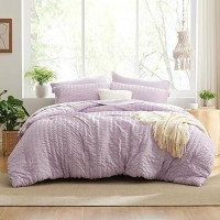 Loves Cabin Seersucker Lavender Queen Comforter Set 7 Pieces All Season Bedding Set Queen Bed In A Bag Comforter Set With Com