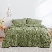 Loves Cabin Seersucker Sage Green Twin Comforter Set 5 Pieces All Season Bedding Set Twin Bed In A Bag Comforter Set With Com