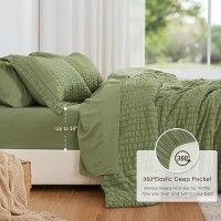 Loves Cabin Seersucker Sage Green Twin Comforter Set 5 Pieces All Season Bedding Set Twin Bed In A Bag Comforter Set With Com