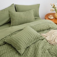 Loves Cabin Seersucker Sage Green Twin Comforter Set 5 Pieces All Season Bedding Set Twin Bed In A Bag Comforter Set With Com