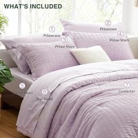 Loves Cabin Seersucker Lavender 7 Pieces Comforter Set Full All Season Bedding Set Full Bed In A Bag Comforter Set With Comfo