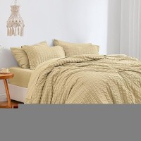 Loves Cabin Seersucker Camel California King Comforter Set 7 Pieces California King Bed In A Bag All Season Bedding Sets With