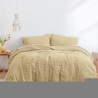 Loves Cabin Seersucker Camel California King Comforter Set 7 Pieces California King Bed In A Bag All Season Bedding Sets With