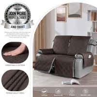 Taococo 100% Waterproof Oversized Loveseat Recliner Cover  Non Slip Split Loveseat Covers For Reclining Loveseat With Elastic Straps For Kids Pets(Oversized 2 Seater  Chocolate)