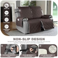 Taococo 100% Waterproof Oversized Loveseat Recliner Cover  Non Slip Split Loveseat Covers For Reclining Loveseat With Elastic Straps For Kids Pets(Oversized 2 Seater  Chocolate)