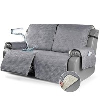 Taococo 100% Waterproof Oversized Loveseat Recliner Cover  Non Slip Split Loveseat Covers For Reclining Loveseat With Elastic Straps For Kids Pets(Oversized 2 Seater  Gray)