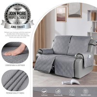 Taococo 100% Waterproof Oversized Loveseat Recliner Cover  Non Slip Split Loveseat Covers For Reclining Loveseat With Elastic Straps For Kids Pets(Oversized 2 Seater  Gray)