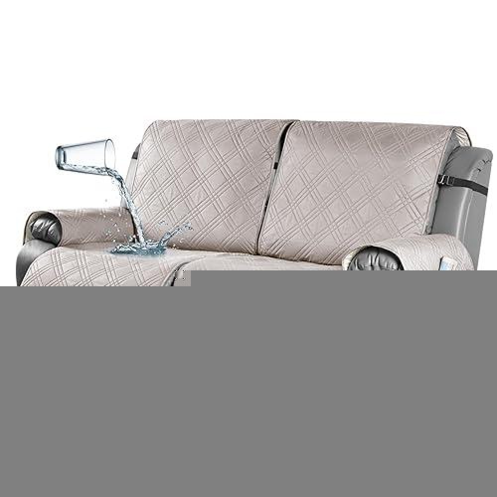 Taococo 100% Waterproof Oversized Loveseat Recliner Cover  Non Slip Split Loveseat Covers For Reclining Loveseat With Elastic Straps For Kids Pets(Oversized 2 Seater  Cream)