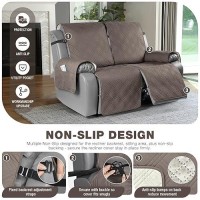 Taococo 100% Waterproof Oversized Loveseat Recliner Cover  Non Slip Split Loveseat Covers For Reclining Loveseat With Elastic Straps For Kids Pets(Oversized 2 Seater  Taupe)